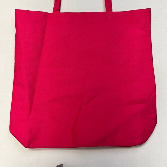 Victorias Secret Womens Tote Bag Magenta Textile Spellout Heart Sequins Huge New - Picture 2 of 9